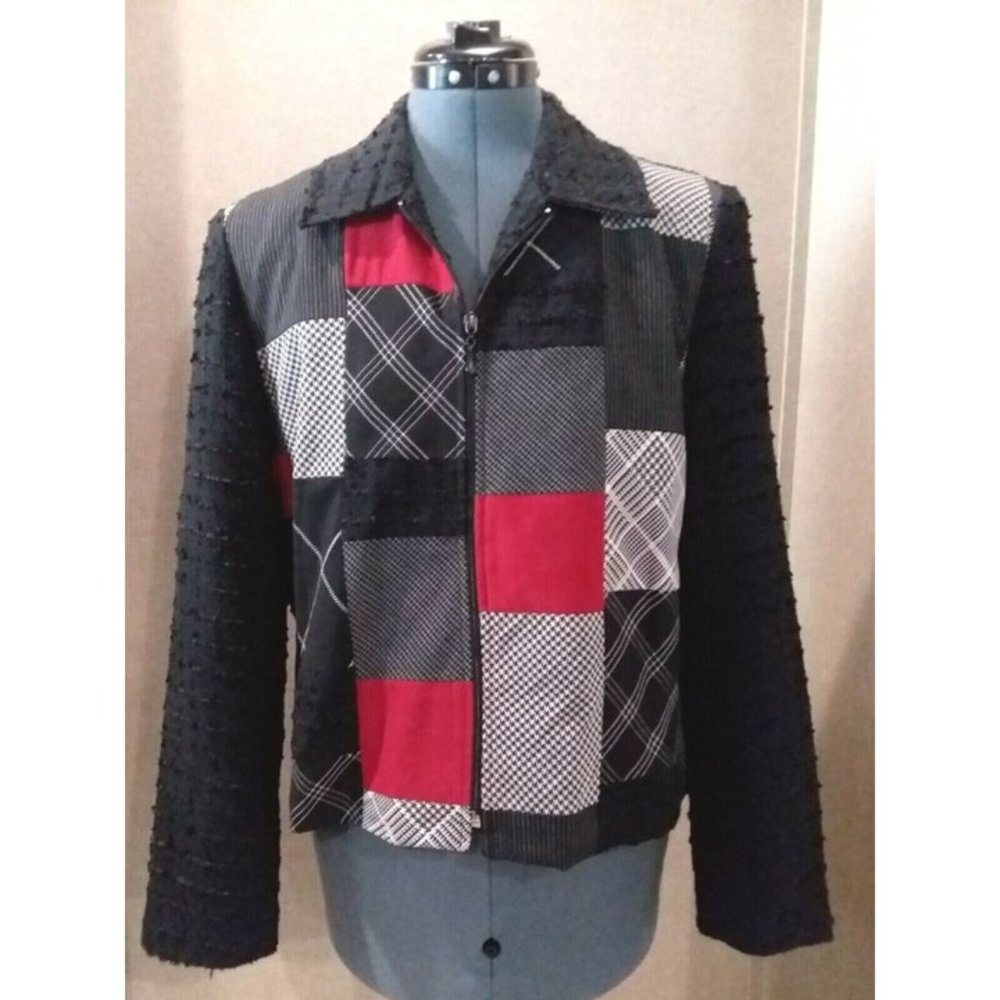 Patchwork Color Block Jacket Black Boucle' Arms &… - image 1